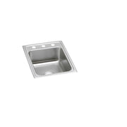 Stainless steel drop-in sink with single bowl and two pre-drilled holes on the rim for faucet installation.