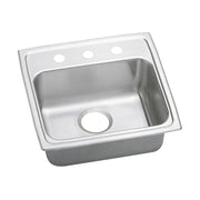 Stainless steel drop-in sink with single bowl, one faucet hole, and three pre-drilled holes on rim.