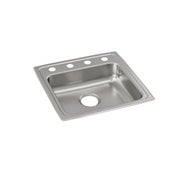 Stainless steel drop-in sink with single bowl and four mounting holes along the rim.