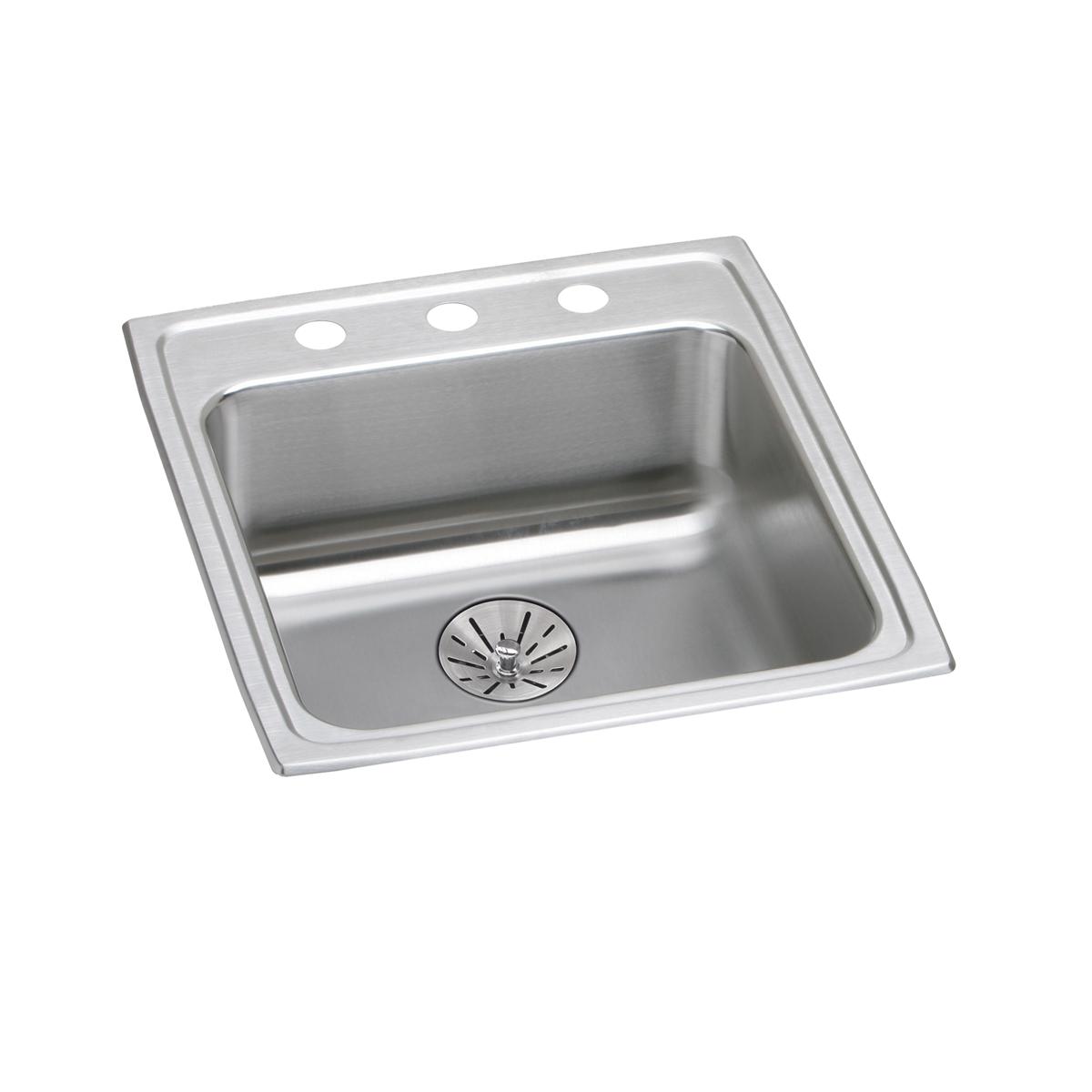 Elkay Lustertone Classic Stainless Steel 19-1/2" x 22" x 6-1/2", 1-Hole Single Bowl Drop-in ADA Sink with Perfect Drain
