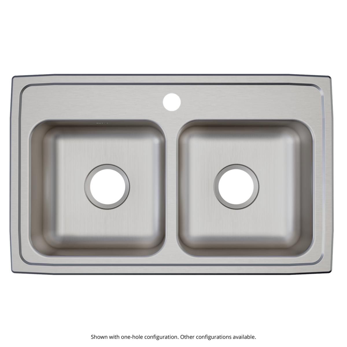 Elkay Lustertone Classic Stainless Steel 29" x 18" x 6-1/2" 2-Hole Equal Double Bowl Drop-in ADA Sink