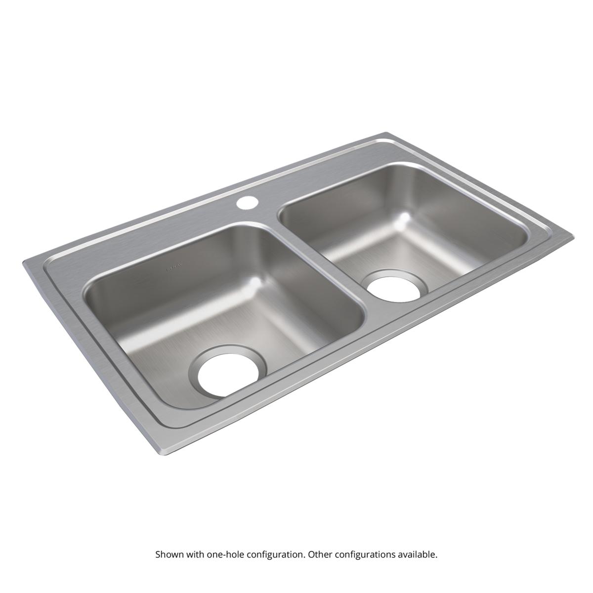 Elkay Lustertone Classic Stainless Steel 29" x 18" x 6-1/2", 3-Hole Equal Double Bowl Drop-in ADA Sink