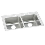 Elkay Lustertone Classic Stainless Steel 33" x 19-1/2" x 4" 4-Hole Equal Double Bowl Drop-in ADA Sink