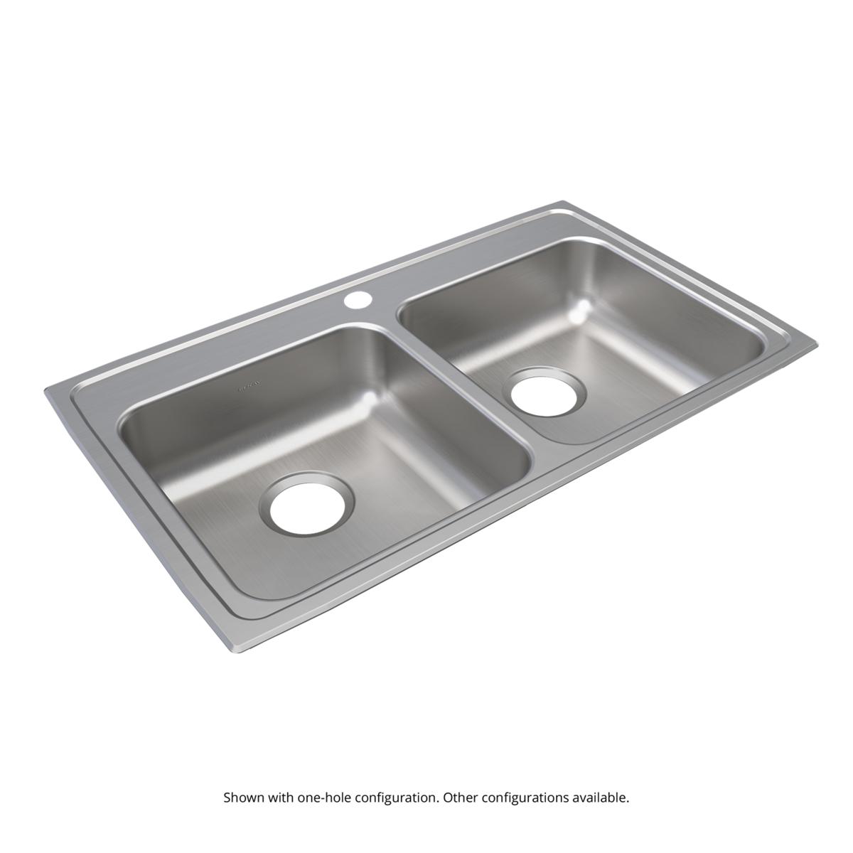 Elkay Lustertone Classic Stainless Steel 33" x 19-1/2" x 6", 3-Hole Equal Double Bowl Drop-in ADA Sink