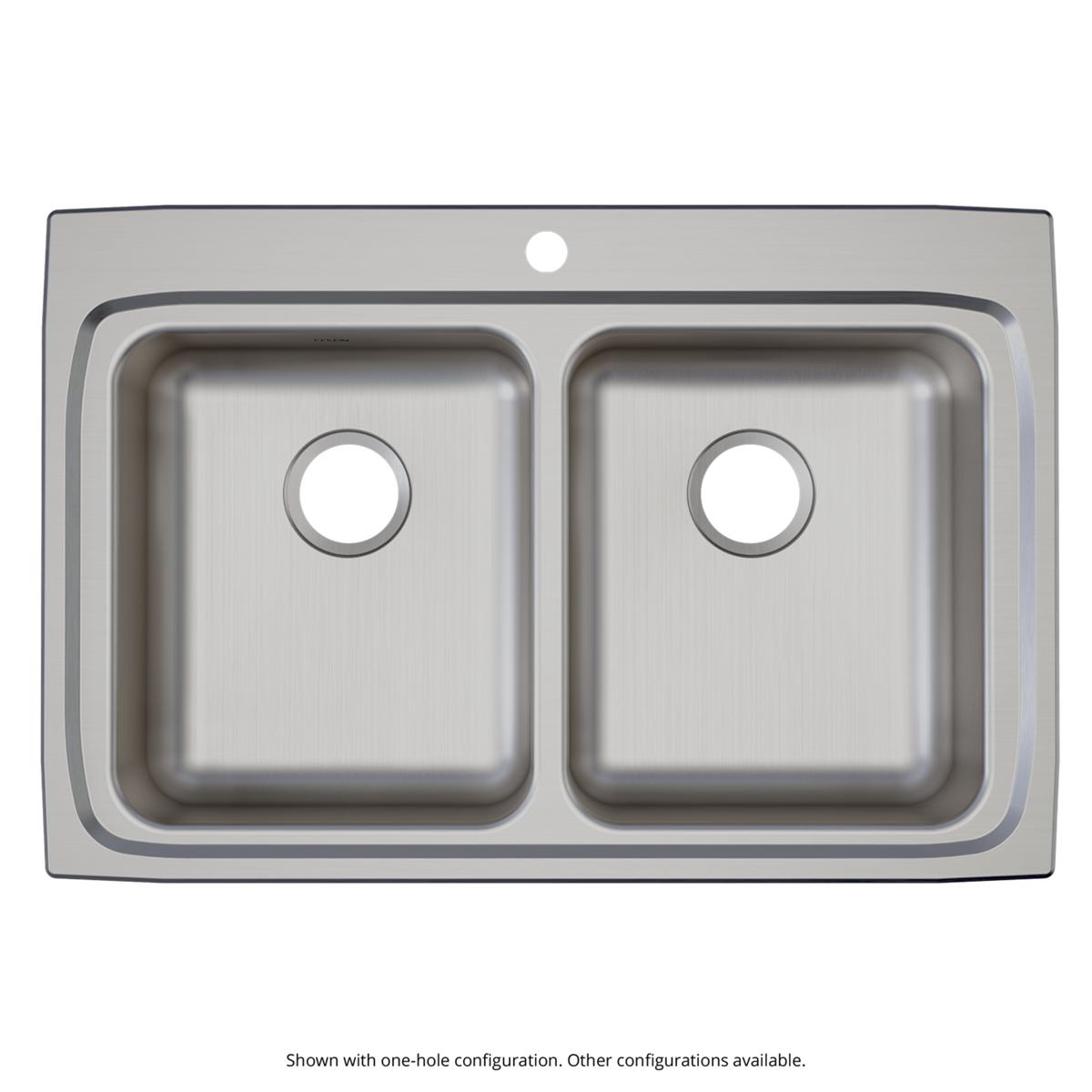 Elkay Lustertone Classic Stainless Steel 33" x 22" x 6-1/2", 4-Hole Equal Double Bowl Drop-in ADA Sink