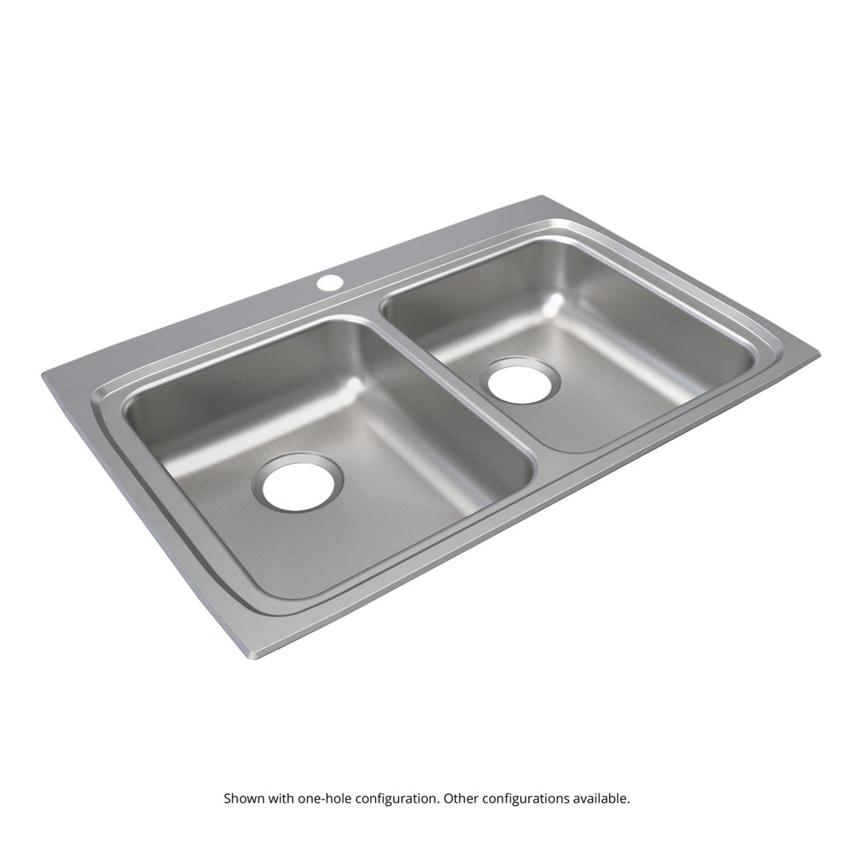 Elkay Lustertone Classic Stainless Steel 33" x 22" x 6-1/2", 4-Hole Equal Double Bowl Drop-in ADA Sink