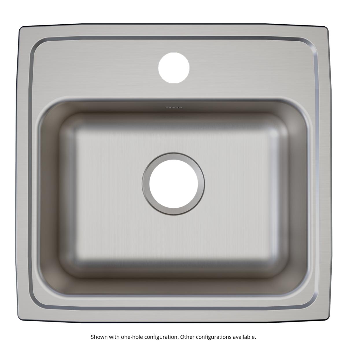 Elkay Lustertone Classic Stainless Steel 19" x 18" x 6", 3-Hole Single Bowl Drop-in ADA Sink with Quick-clip