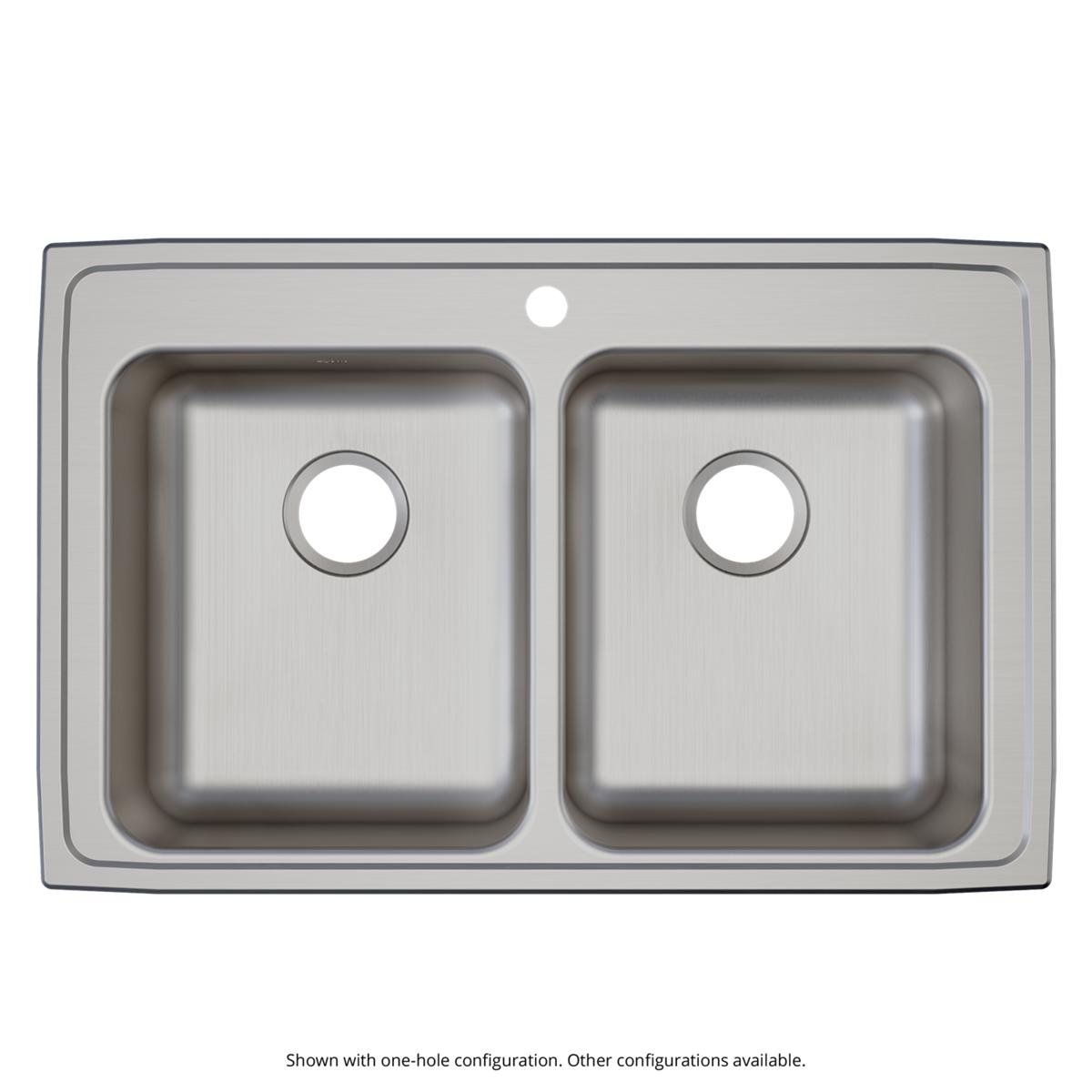 Elkay Lustertone Classic Stainless Steel 33" x 21-1/4" x 6" 3-Hole Equal Double Bowl Drop-in ADA Sink with Quick-clip