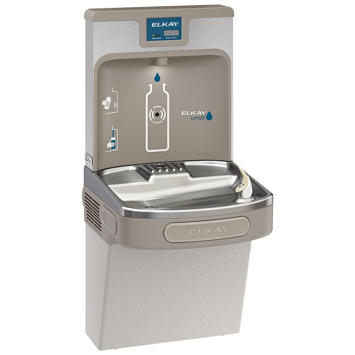 Elkay Enhanced EZH2O Bottle Filling Station & Single ADA Cooler Filtered Refrigerated Light Gray