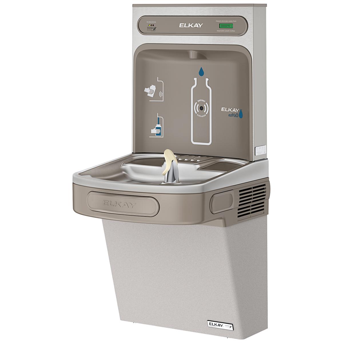 Elkay ezH2O Bottle Filling Station & Single ADA Cooler High Efficiency Filtered Refrigerated Light Gray