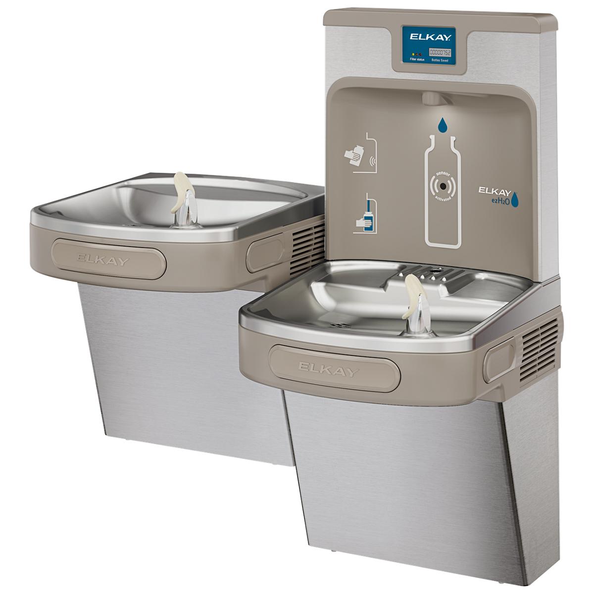 Elkay Enhanced ezH2O Bottle Filling Station & Versatile Bi-Level ADA Cooler Filtered Refrigerated Stainless