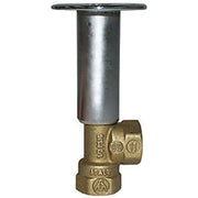 Brass angle valve with chrome handle and 1/2 inch female threaded connections for gas log lighter installation.