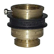 Brass hydrant vacuum breaker with black rubber band and small brass valve stem on side.