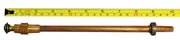 Brass stem assembly with threaded left end and plain right end, measured against ruler showing approximately 6 inches length.