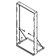 Metal mounting frame with rectangular opening and internal bracing for in-wall installation of bottle filling station.