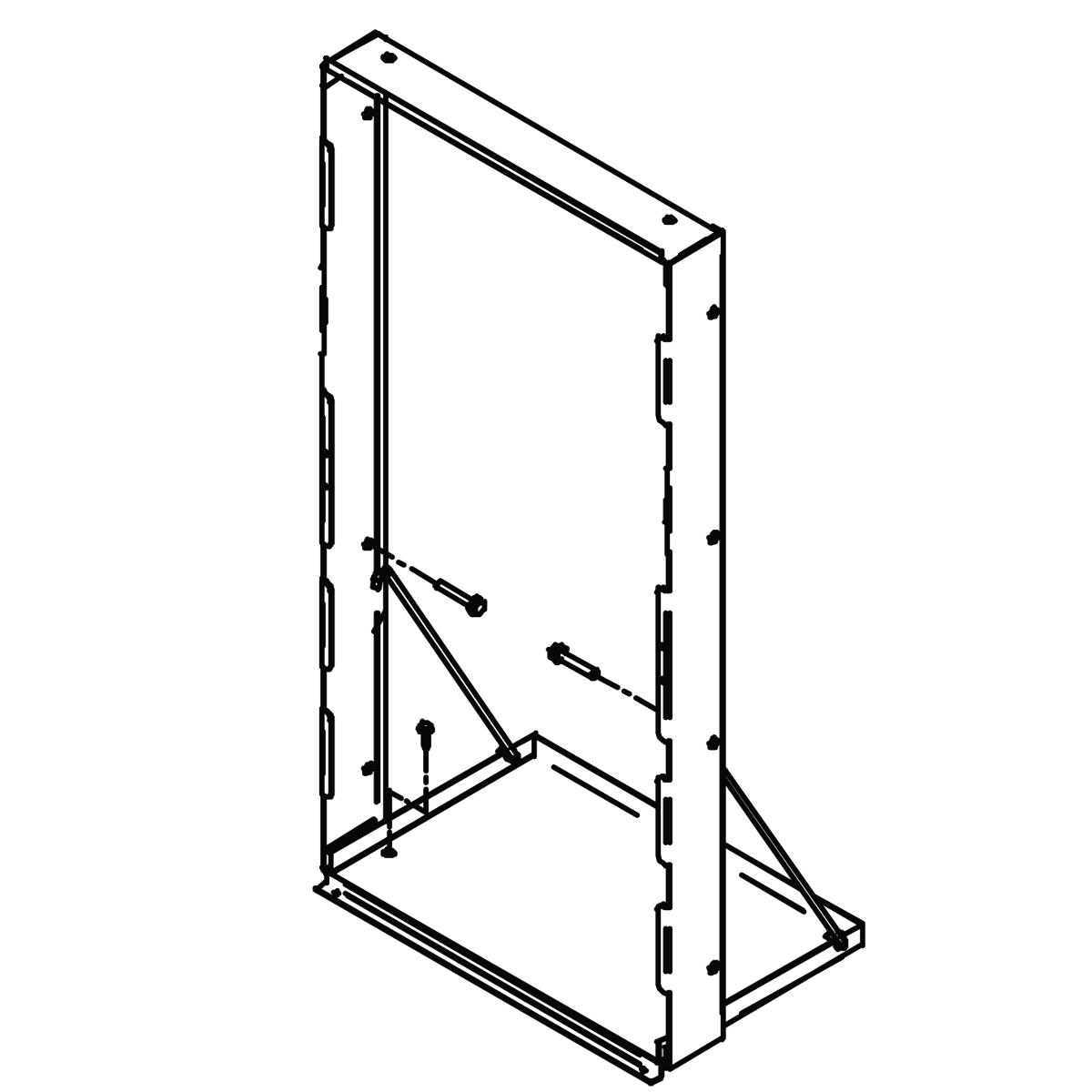 Metal mounting frame with rectangular opening and internal bracing for in-wall installation of bottle filling station.