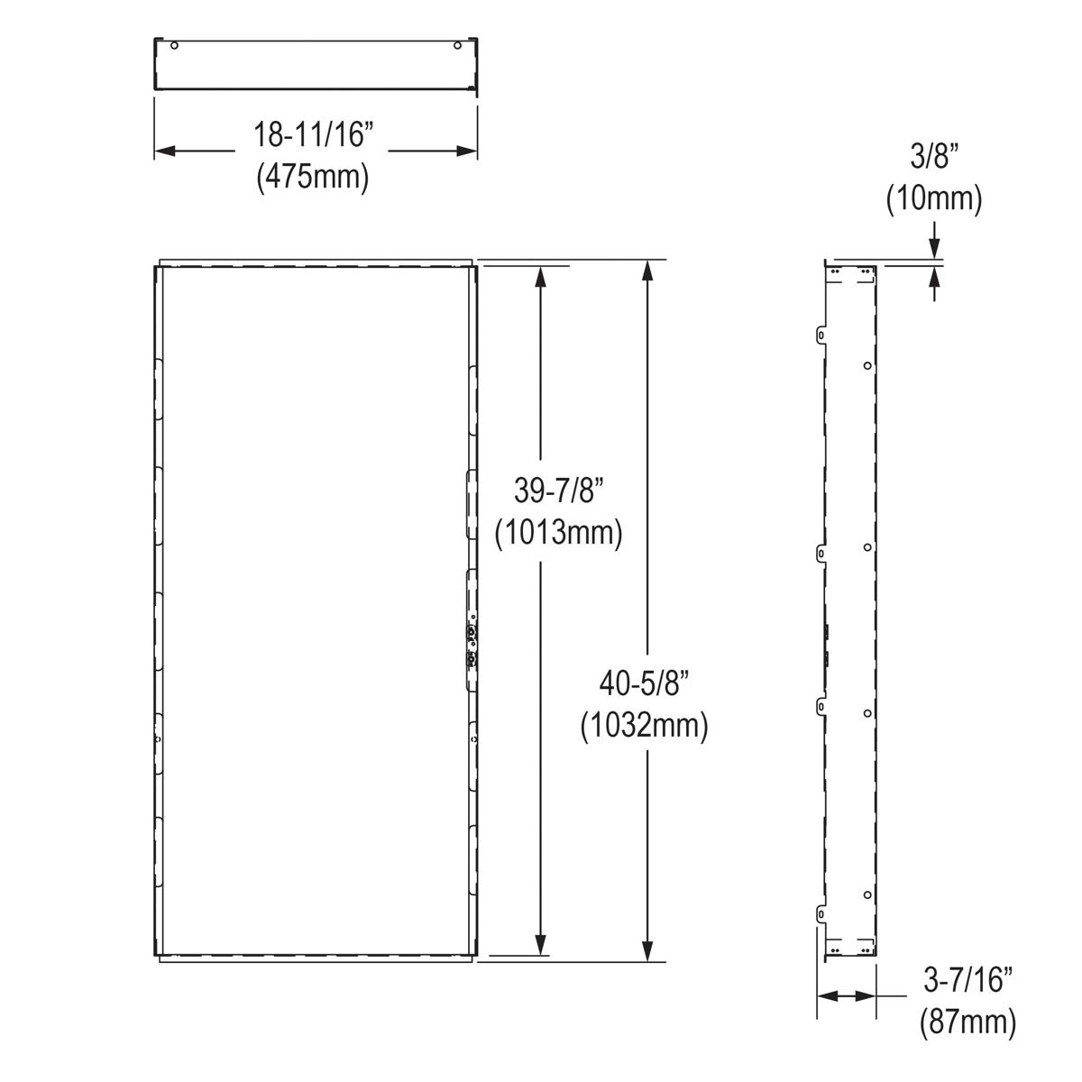 Elkay mounting frame with dimensions 18-11/16" width, 40-5/8" height, and 3/8" depth for in-wall bottle filling station insta