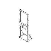 Metal mounting frame with upper and lower compartments, control panel, and diagonal bracing for in-wall installation.