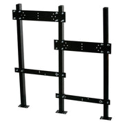 Black metal in-wall carrier frame with two vertical posts and four horizontal mounting bars with bolt holes.