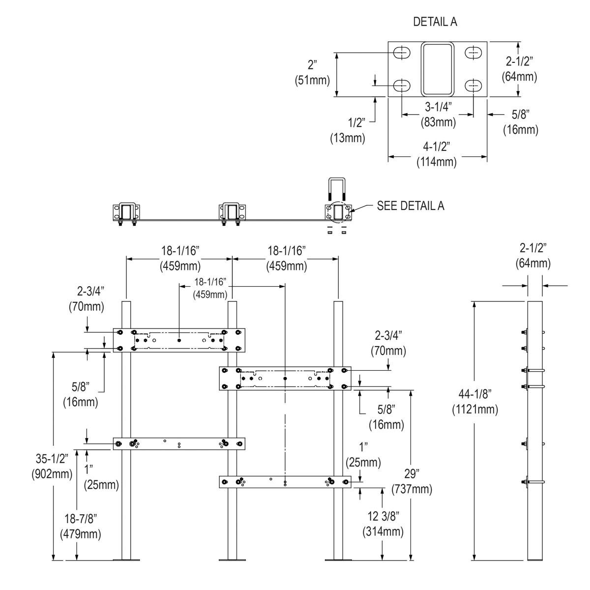 Elkay in-wall carrier technical schematic with detailed measurements for bi-level bottle filler installation.