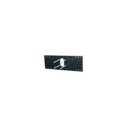 Black metal mounting plate with mounting holes and white cylindrical hardware for water fountain installation.