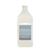 Clear plastic bottle with white cap containing clear liquid and Mr. Steam Energizing Mint aromatic solution label.