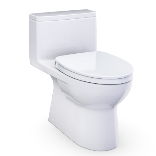 TOTO Redington One Piece Skirted & Elongated Toilet 1.0 GPF with Seat & Right Hand Lever Tornado Flush - Cotton