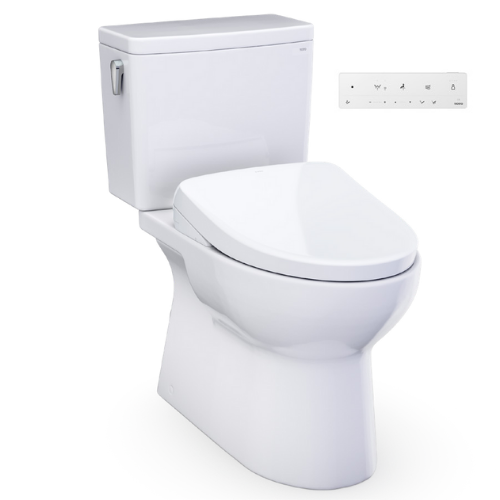 TOTO Glaston Two Piece Elongated Toilet 1.28 GPF with S7 Bidet Seat & Autoflush - Cotton