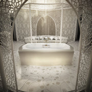 Bain Ultra Elegancia C14 Contour 7242 Oval Drop In 2-Person 60 Gallon 40 Jet Thermomassuer Bathtub with 2-1/2" Deck Heated Backrest Heated Headrest 4 Armrests and 2 Grab Bars in White - BELVODE0T-01