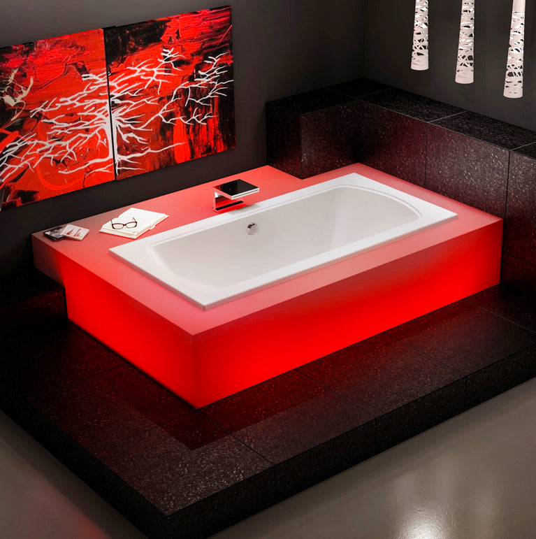 Bain Ultra Meridian 7236 Rectangular Alcove Or Drop In 2-Person 63 Gallon 44 Jet Thermomassuer Bathtub with 1-1/2" Standard Deck Heated Backrest and Heated Headrest in White - BMESRI00T-01