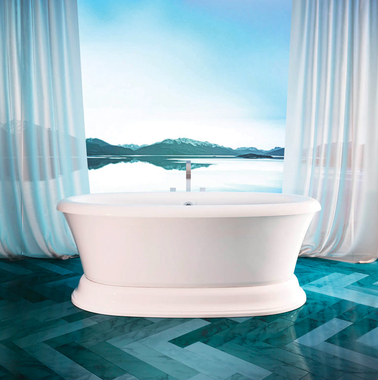 Bain Ultra Balneo Naos 7240 Oval Freestanding 2-Person 59 Gallon 40 Jet Thermomassuer Bathtub with Raised Deck Heated Backrest and Heated Headrest in Biscuit - BBNUOFP0T-02