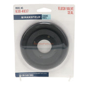Black rubber flush valve seal in Mansfield packaging, model 630-4837, for toilet tanks.