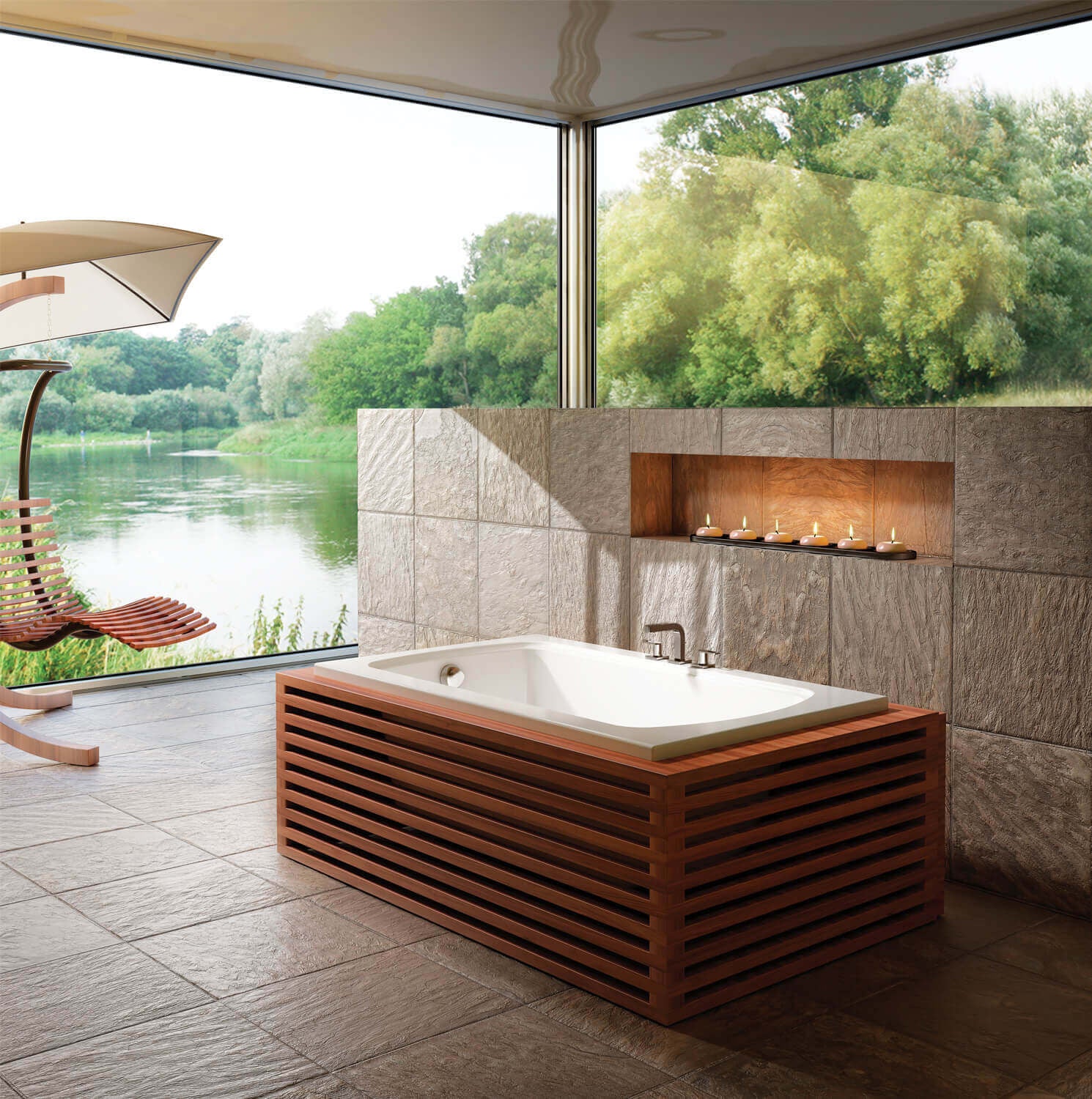 Bain Ultra Meridian 6036 Rectangular Alcove Or Drop In 1-Person 45 Gallon Soaker Bathtub with 1-1/2" Standard Deck in White - BMEFRI00N-01