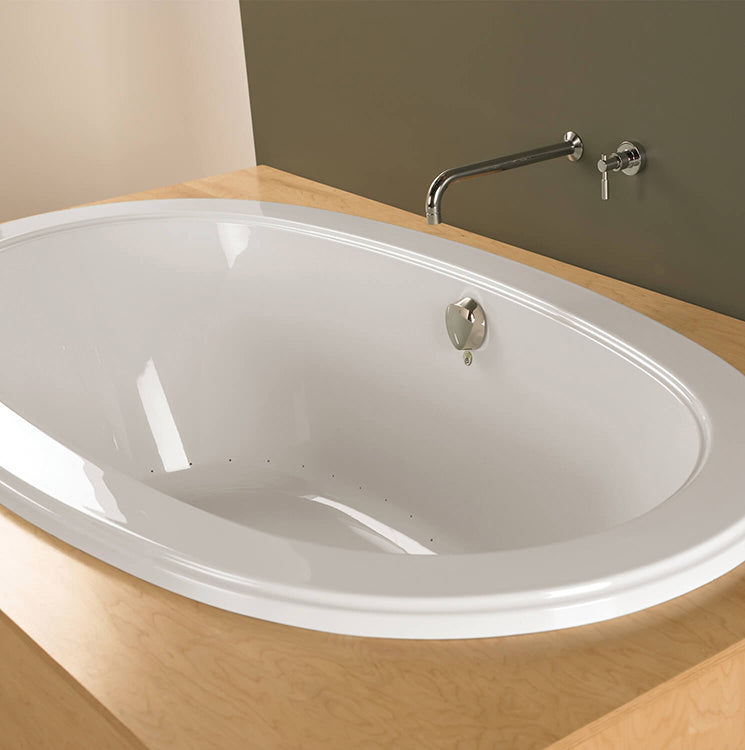 Bain Ultra Meridian 6636 Oval Drop In 2-Person 48 Gallon Soaker Bathtub with Rolled Deck in White - BMELOUM0N-01