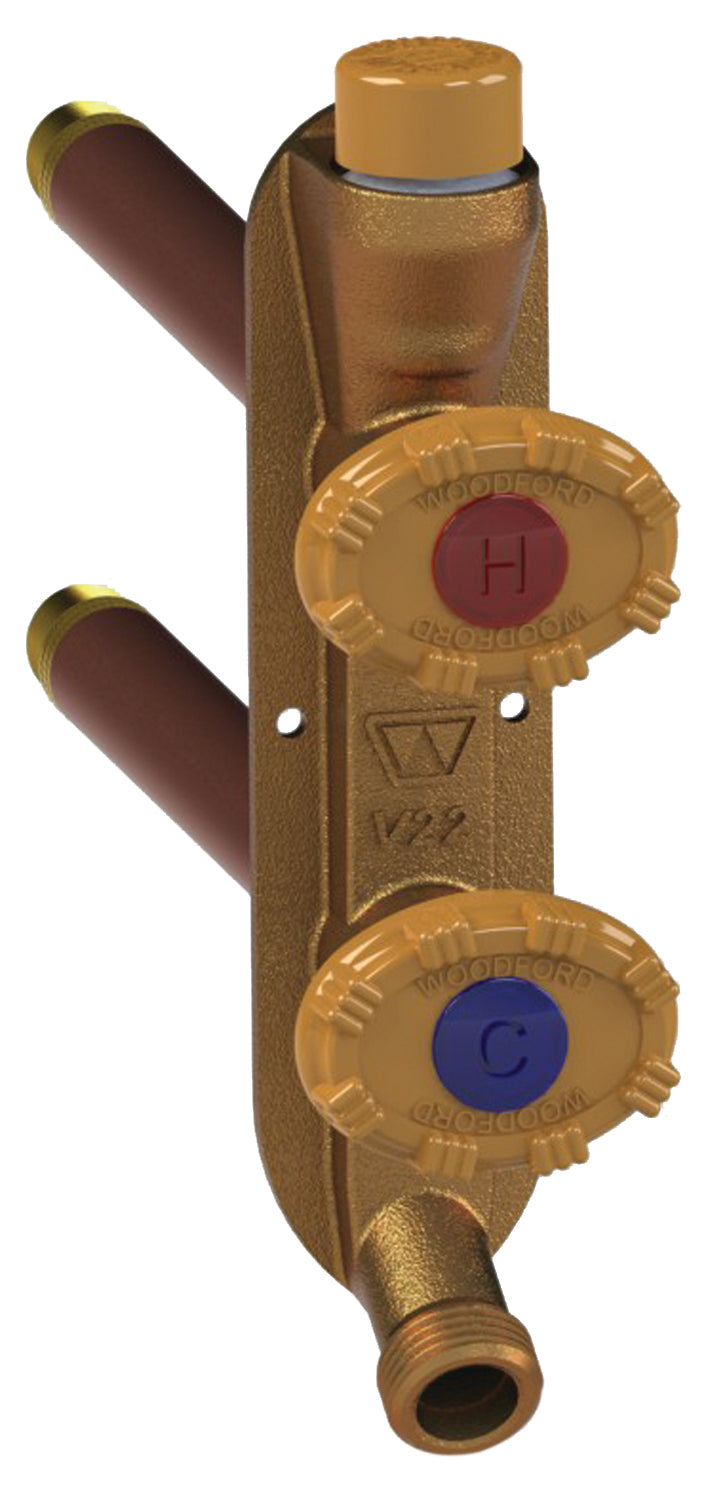 Woodford V22PX-4-MH Vertical Mount Freezeless Hot Cold Wall Faucet 4 Inch Anti-Siphon