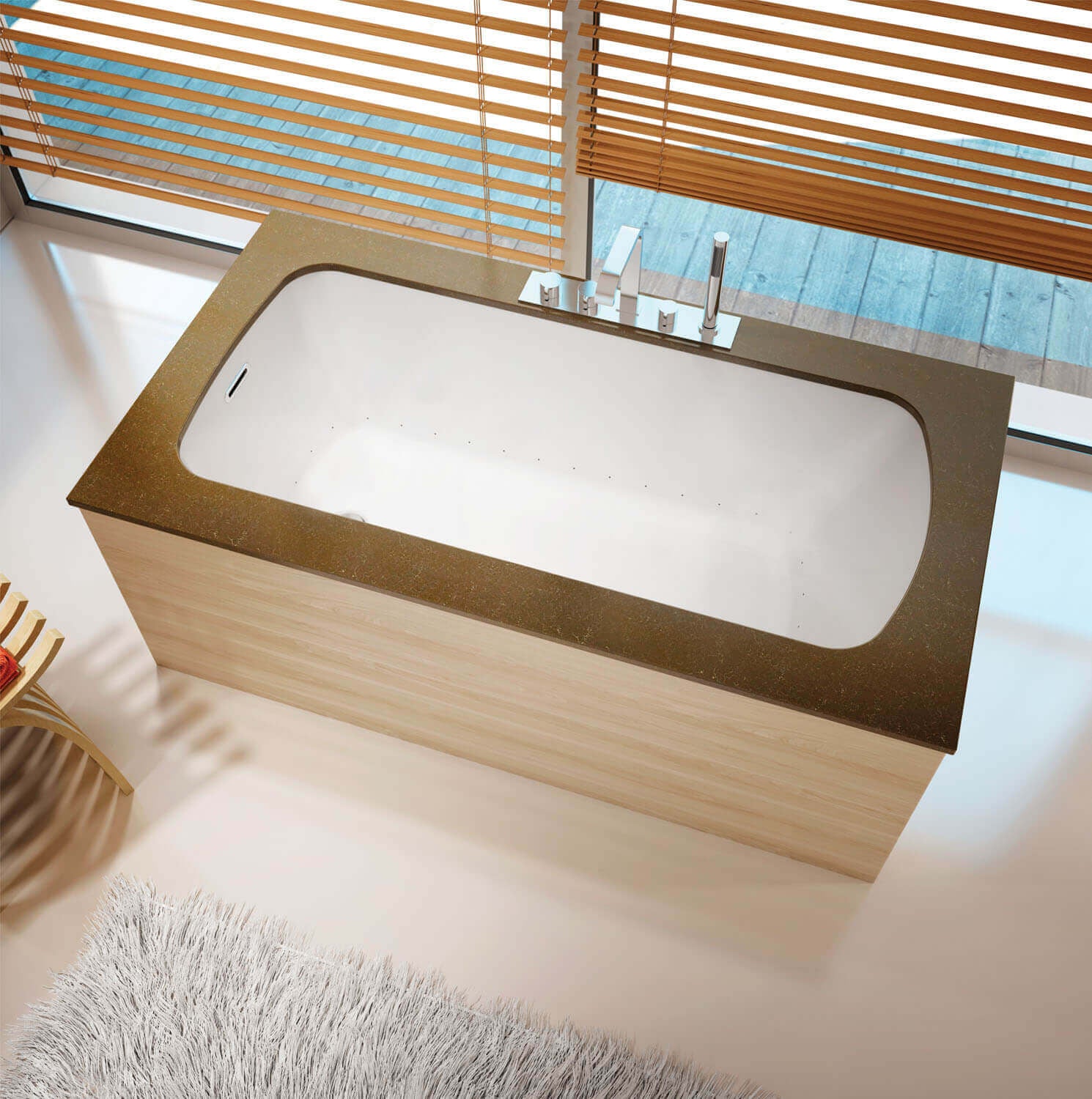 Bain Ultra Monarch 6032 Rectangular Alcove Or Drop In 1-Person 50 Gallon 37 Jet Thermomassuer Bathtub with 1-1/2" Standard Deck Heated Backrest and Heated Headrest in White - BMODRB00T-01
