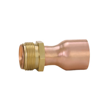 Copper inverted flare kit with brass threaded connection and fitting adapter.