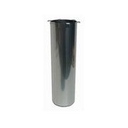 Cylindrical metal roof jack with black top collar and mounting brackets for vertical vent pipe installation.