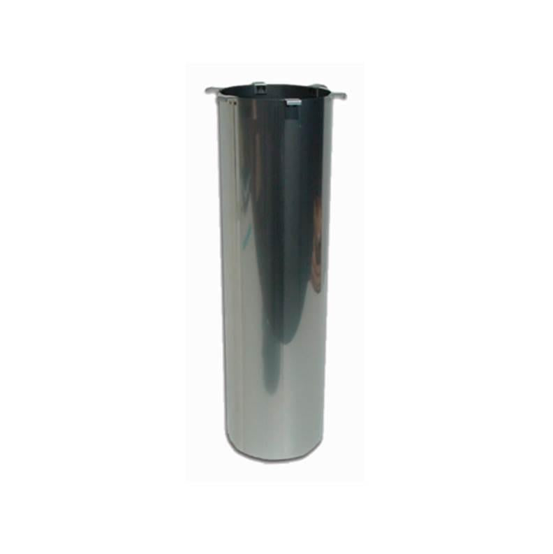 Cylindrical metal roof jack with black top collar and mounting brackets for vertical vent pipe installation.
