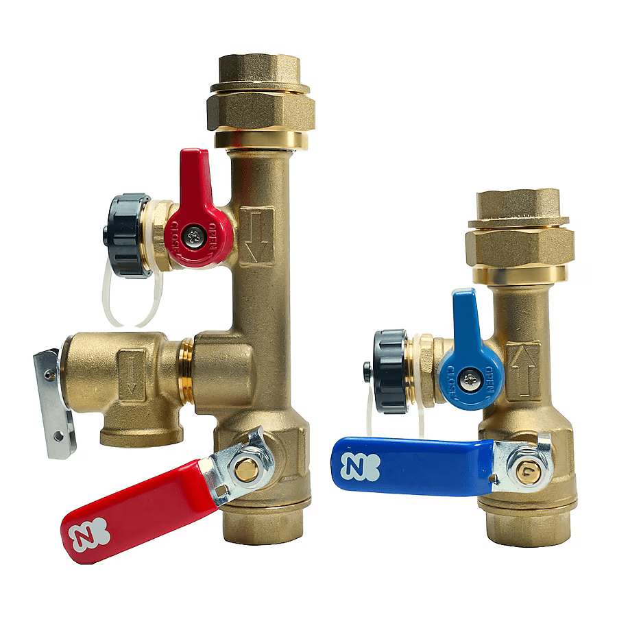 Noritz 3/4" Isolation Valve Kit (Long) w MIP 500K BTU Pressure Relief Valve - IK-WV-200-5-TH-L