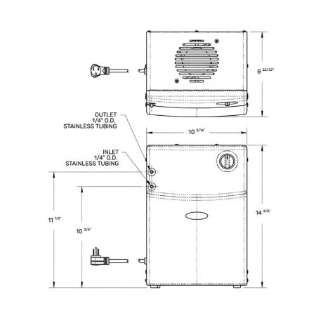 Oasis International R1P Remote Drinking Water Chiller: Stainless Steel