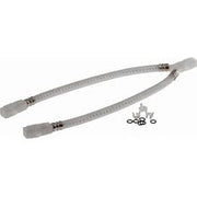 Spotshield brushed nickel flexible hose with metal connectors and mounting hardware.