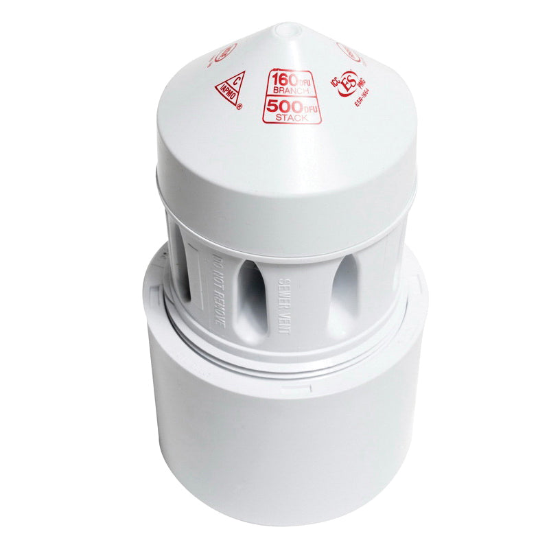 Oatey 39223 Sure Vent Air Admittance Valve 500 DFU with 3 x 4-Inch PVC Schedule 40 Adapter