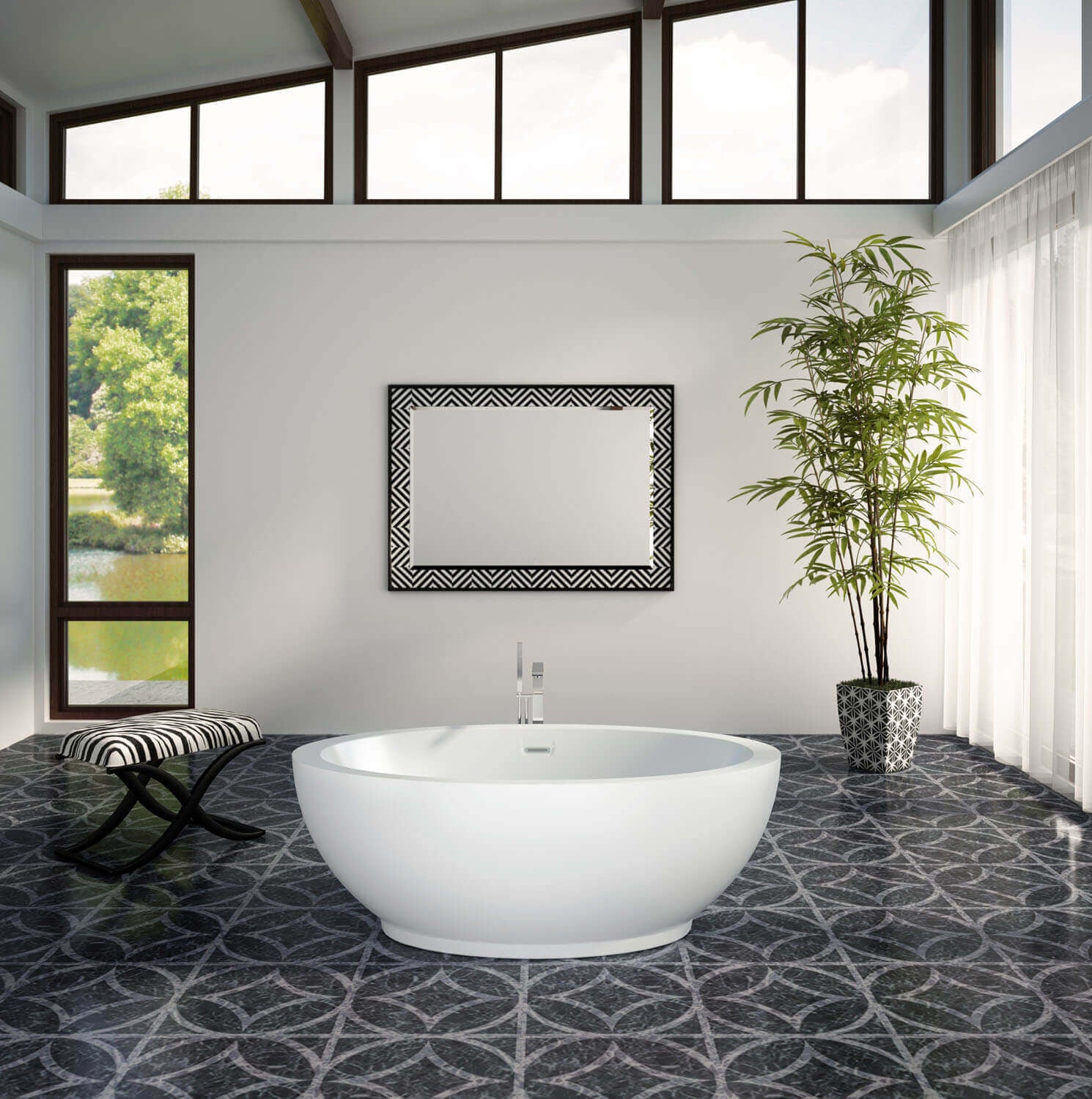 Bain Ultra Opalia 6839 Oval Freestanding 1-Person 51 Gallon Soaker Bathtub with 1-1/2" Standard Deck in White - BOPPOF00N-01