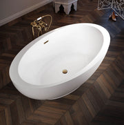Bain Ultra Opalia 6839 Oval Freestanding 1-Person 51 Gallon Soaker Bathtub with Offset Deck and Left Waste in White - BOPPOFXLN-01
