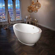 Bain Ultra Opalia 6839 Oval Freestanding 1-Person 51 Gallon 35 Jet Thermomassuer Bathtub with Offset Deck Heated Backrest Heated Headrest and Right Waste in Black/White - BOPPOFXRT-66