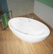 Bain Ultra Opalia 6839 Oval Freestanding 1-Person 51 Gallon Soaker Bathtub with 1-1/2" Standard Deck and Left Waste in White - BOPPOF0LN-01