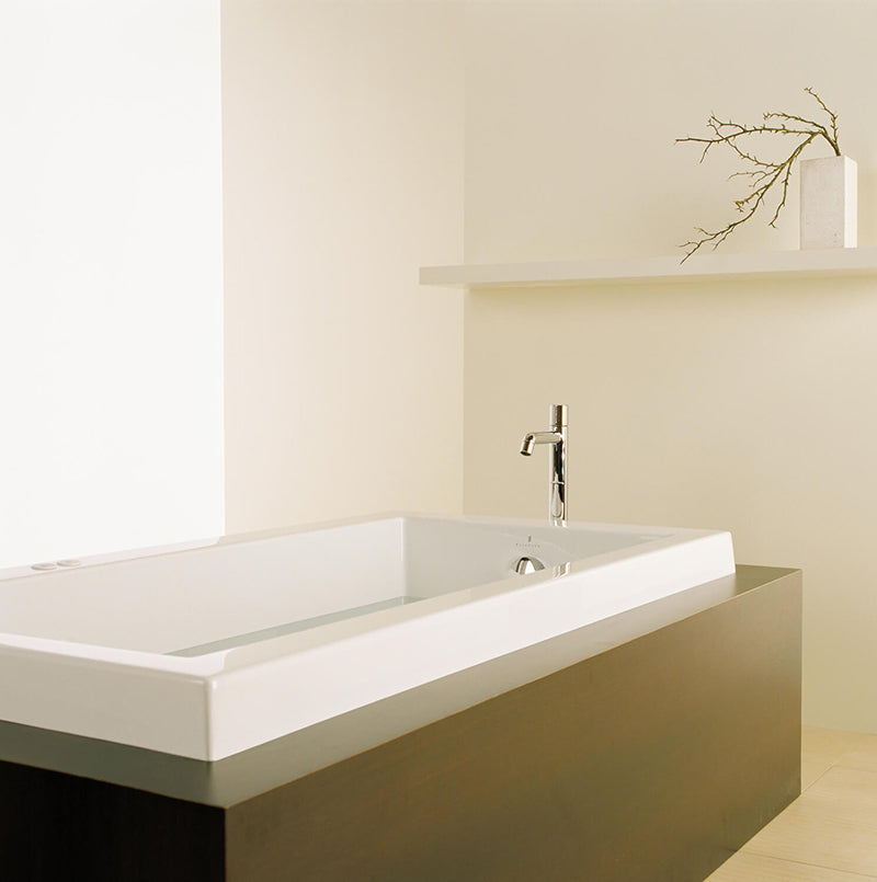 Bain Ultra Origami 6032 Rectangular Alcove Or Drop In 1-Person 48 Gallon 38 Jet Thermomassuer Bathtub with Slim Deck Heated Backrest and Heated Headrest in White - BOODRI10T-01