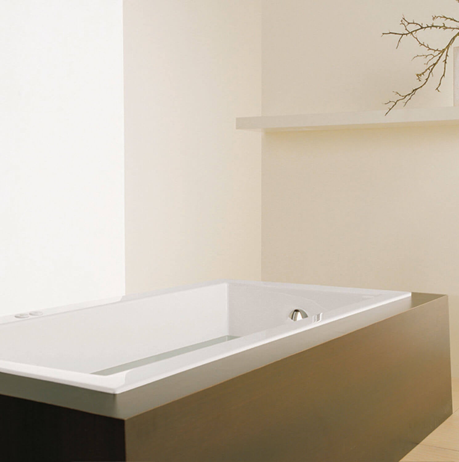 Bain Ultra Origami 6636 Rectangular Alcove Or Drop In 1-Person 62 Gallon Soaker Bathtub with Slim Deck in Biscuit - BOOLRI10N-02