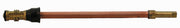 Brass and copper stem assembly with black rubber grip on left end and threaded brass fitting on right end.